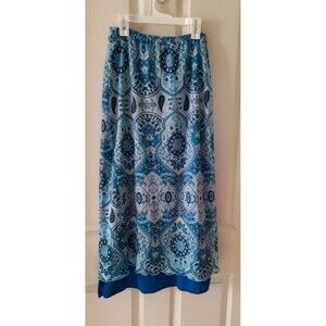 Vintage 1849 Emporium Blue Ankle Length Silver Glitter Skirt. Waist 24.b14